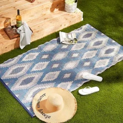 Kirklands Home Blue & Gray Diamond Stripe Outdoor Area Rug, 3x6 Discount