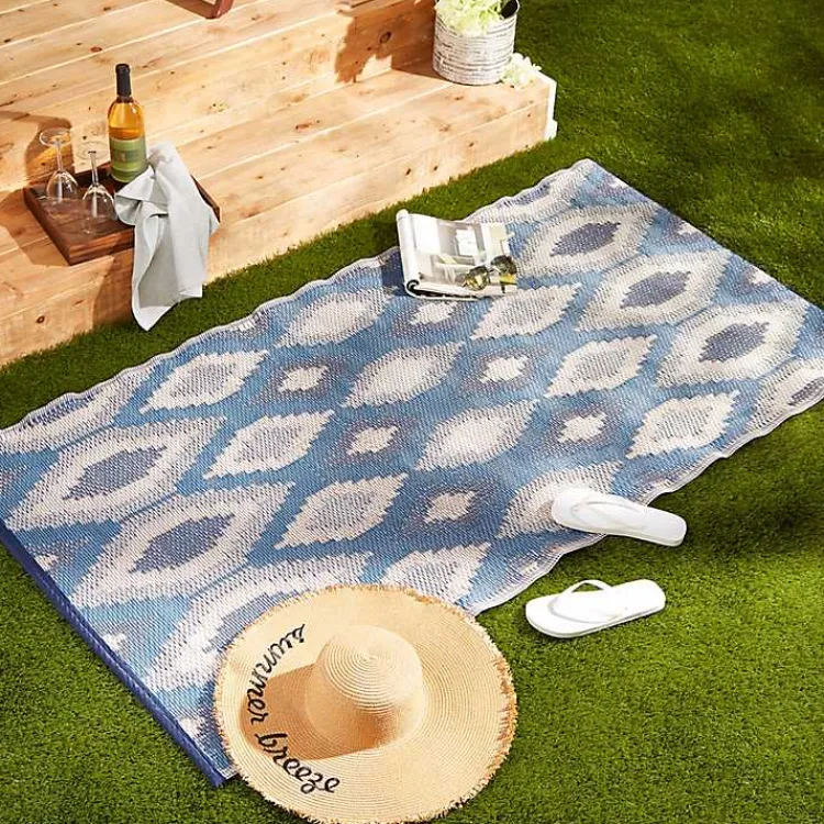 Kirklands Home Blue & Gray Diamond Stripe Outdoor Area Rug, 3x6 Discount