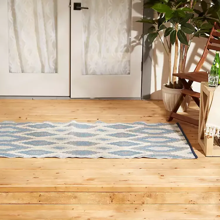Kirklands Home Blue & Gray Diamond Stripe Outdoor Area Rug, 3x6 Discount
