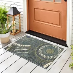 Kirklands Home Blue & Green Circles Indoor/Outdoor Rug, 3x4