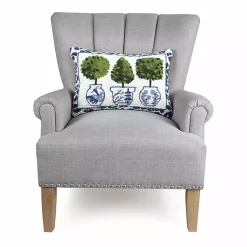 Pillows>Kirklands Home Blue & Green Topiary Hooked Leopard Lumbar Pillow