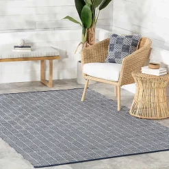 Kirklands Home Blue & Ivory Checkered Indoor/Outdoor Rug, 5x8 Best