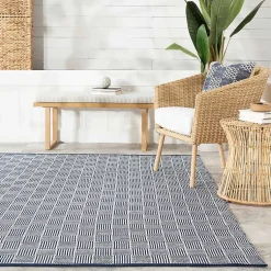 Kirklands Home Blue & Ivory Checkered Indoor/Outdoor Rug, 5x8 Best