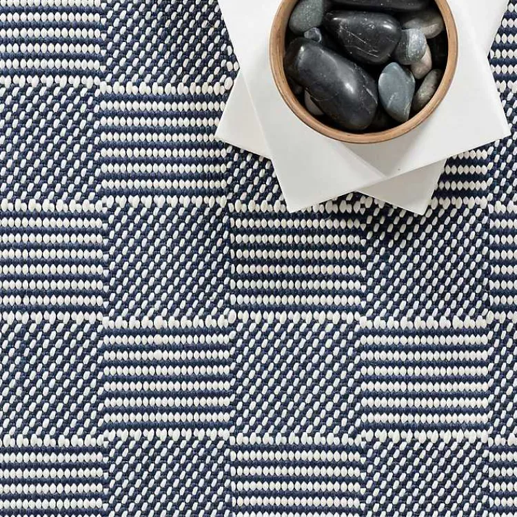 Kirklands Home Blue & Ivory Checkered Indoor/Outdoor Runner, 3x8 Outlet