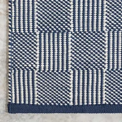 Kirklands Home Blue & Ivory Checkered Indoor/Outdoor Rug, 8x10 New