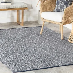 Kirklands Home Blue & Ivory Checkered Indoor/Outdoor Rug, 8x10 New