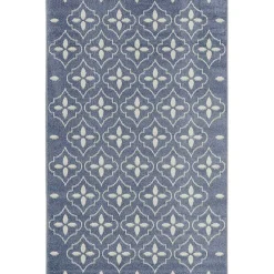 Kirklands Home Blue & Ivory Quatrefoil Indoor/Outdoor Rug, 4x6 Best