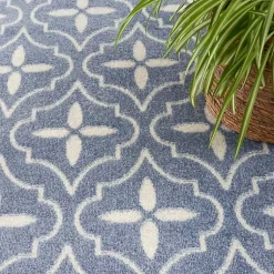 Kirklands Home Blue & Ivory Quatrefoil Indoor/Outdoor Rug, 4x6 Best
