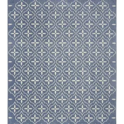 Kirklands Home Blue & Ivory Quatrefoil Indoor/Outdoor Rug, 5x7 Best