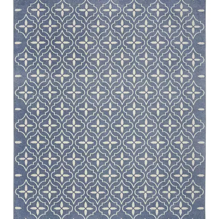 Kirklands Home Blue & Ivory Quatrefoil Indoor/Outdoor Rug, 8x10 Best