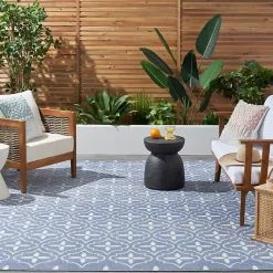 Kirklands Home Blue & Ivory Quatrefoil Indoor/Outdoor Rug, 8x10 Best