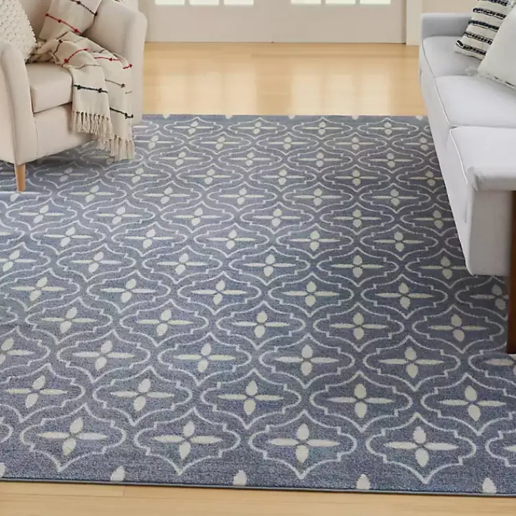 Kirklands Home Blue & Ivory Quatrefoil Indoor/Outdoor Rug, 8x10 Best