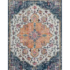 Kirklands Home Blue & Orange Boho Medallion Area Rug, 5x7 Hot