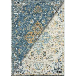 Kirklands Home Blue & Orange Medallion Reversible Area Rug, 5x7