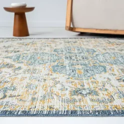 Kirklands Home Blue & Orange Medallion Reversible Area Rug, 5x7