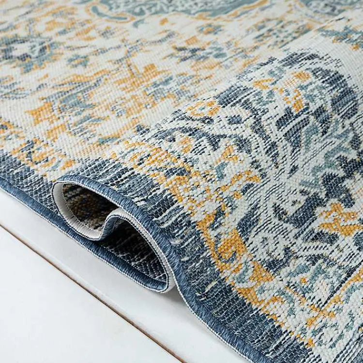 Kirklands Home Blue & Orange Medallion Reversible Area Rug, 5x7