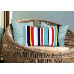 Kirklands Home Blue & Red Lamontage Stripe Outdoor Lumbar Pillow Discount