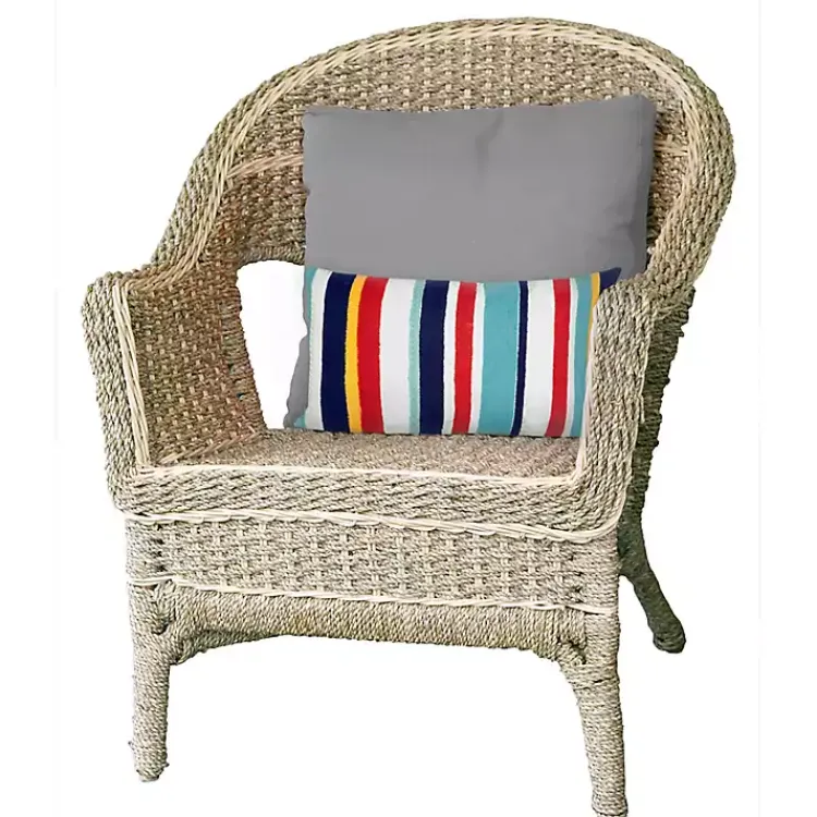 Kirklands Home Blue & Red Lamontage Stripe Outdoor Lumbar Pillow Discount