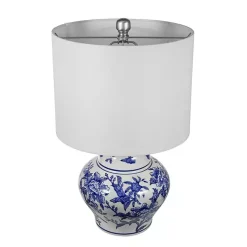 Kirklands Home Blue & Floral Ceramic Table Lamp White Outlet