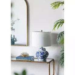 Kirklands Home Blue & Floral Ceramic Table Lamp White Outlet