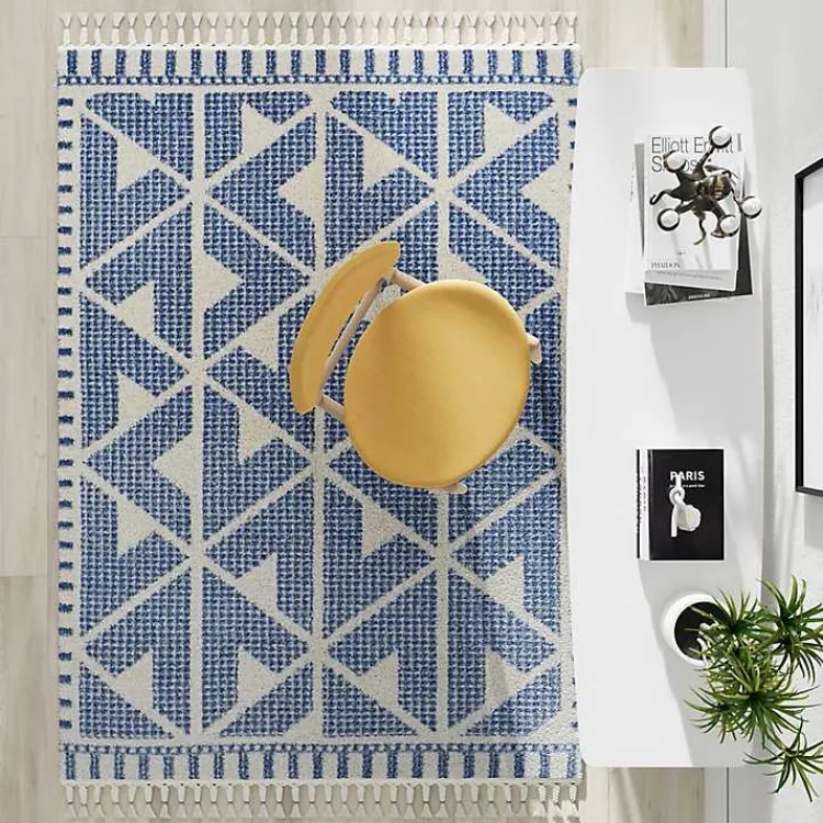 Kirklands Home & White Geometric Shag Area Rug, 8x10 Blue Sale