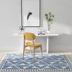 Kirklands Home & White Geometric Shag Area Rug, 8x10 Blue Sale
