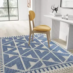 Kirklands Home & White Geometric Shag Area Rug, 8x10 Blue Sale