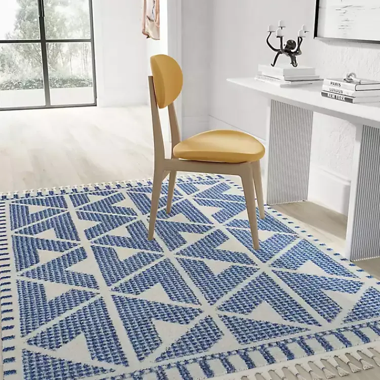 Kirklands Home & White Geometric Shag Area Rug, 8x10 Blue Sale
