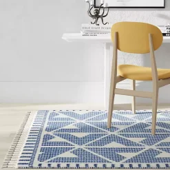 Kirklands Home & White Geometric Shag Area Rug, 8x10 Blue Sale
