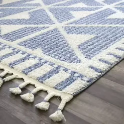 Kirklands Home & White Geometric Shag Area Rug, 8x10 Blue Sale