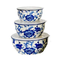 Kirklands Home Blue & White 6-pc. Ceramic Food Storage Bowl Set Clearance