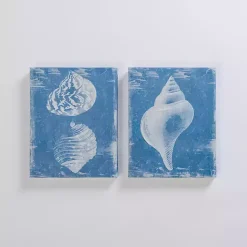 Kirklands Home Blue & White Seashells Canvas Art Prints, Set of 2 Online
