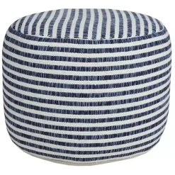 Poufs & Floor Cushions>Kirklands Home Blue & White Stripe Organic Cotton Pouf
