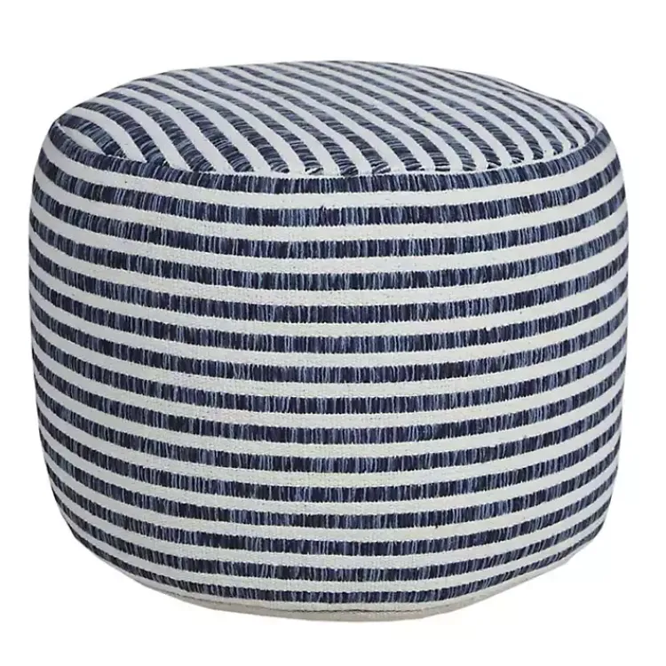 Poufs & Floor Cushions>Kirklands Home Blue & White Stripe Organic Cotton Pouf