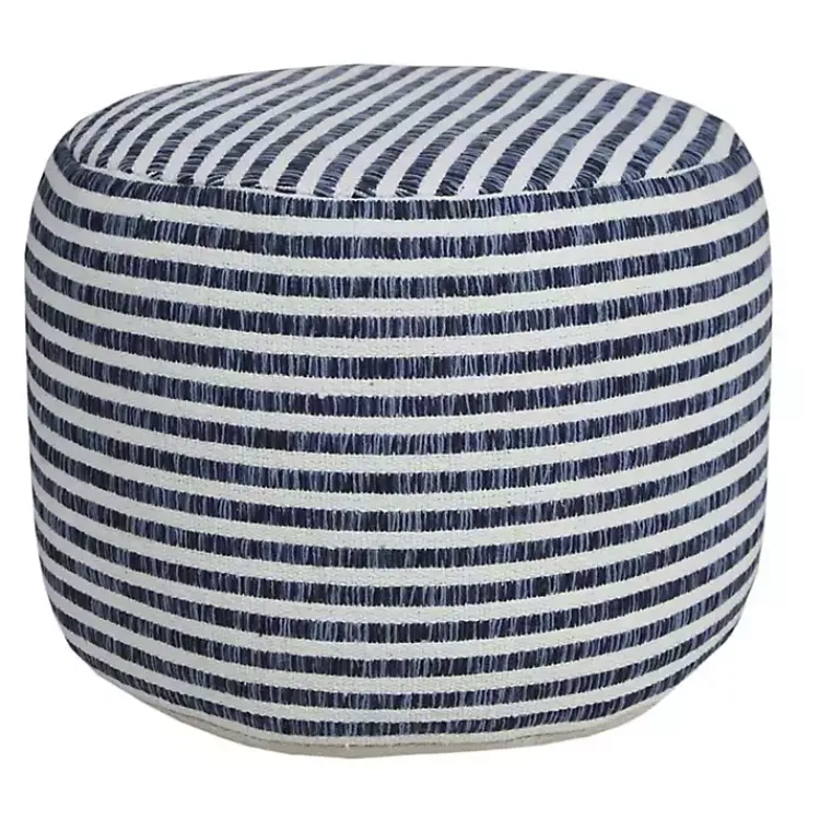 Poufs & Floor Cushions>Kirklands Home Blue & White Stripe Organic Cotton Pouf