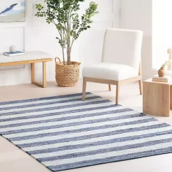 Kirklands Home Blue & White Striped Indoor/Outdoor Rug, 4x6