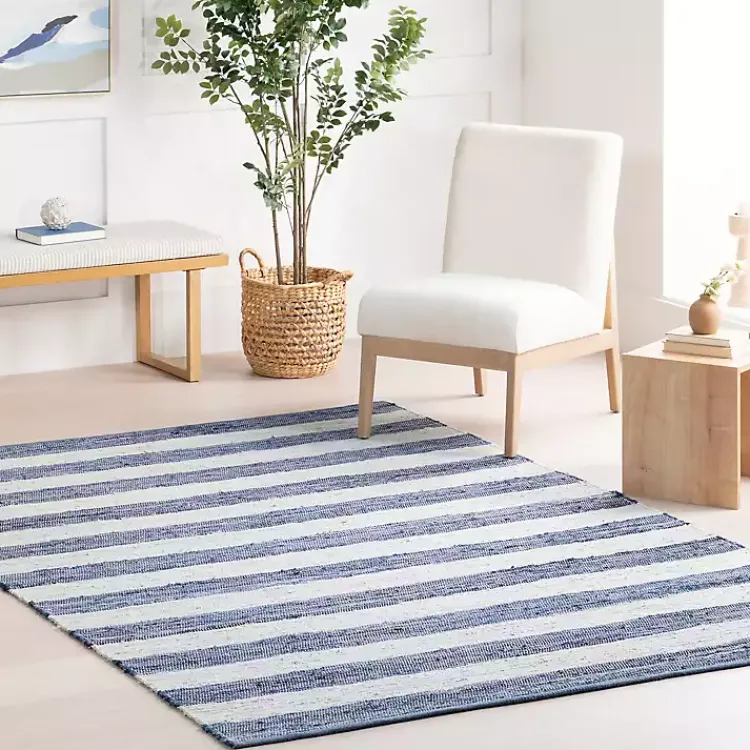 Kirklands Home Blue & White Striped Indoor/Outdoor Rug, 4x6