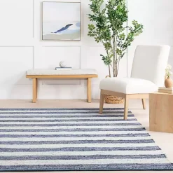 Kirklands Home Blue & White Striped Indoor/Outdoor Rug, 5x8 Sale