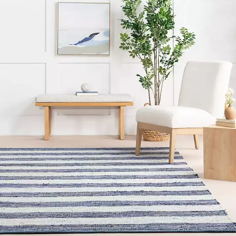 Kirklands Home Blue & White Striped Indoor/Outdoor Rug, 5x8 Sale