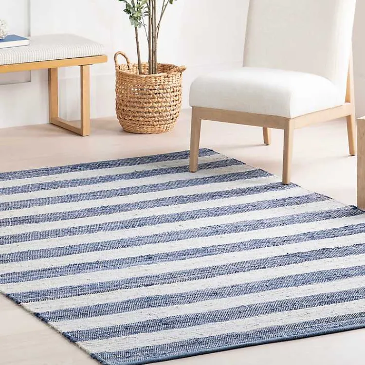 Kirklands Home Blue & White Striped Indoor/Outdoor Rug, 5x8 Sale