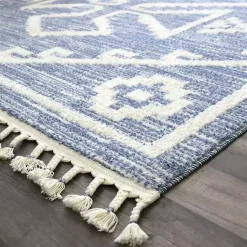 Kirklands Home & White Tribal Medallion Shag Area Rug, 8x10 Blue Outlet