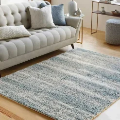 Kirklands Home Blue Abstract Soft Lines Area Rug, 5x8