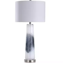Kirklands Home Blue Abstract Tapered Glass Table Lamp White Sale