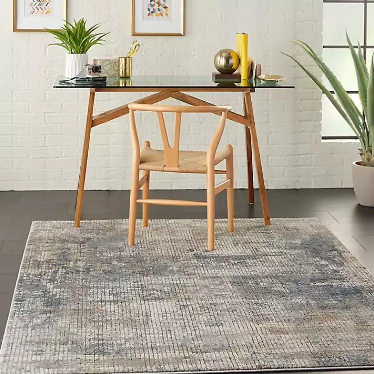 Kirklands Home Blue and Beige Tally Textured Area Rug, 3x5 Clearance