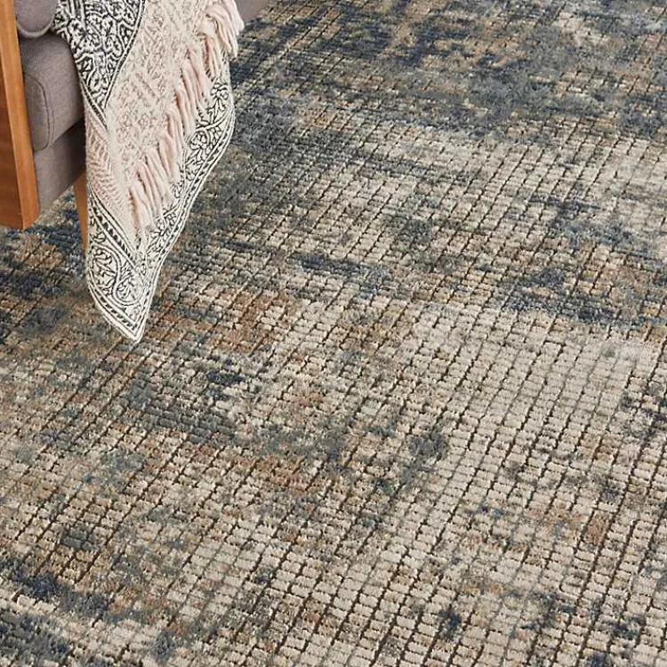 Kirklands Home Blue and Beige Tally Textured Area Rug, 7x9 Outlet