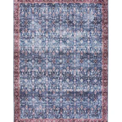 Kirklands Home and Brick Floral Washable Area Rug, 5x7 Blue Best