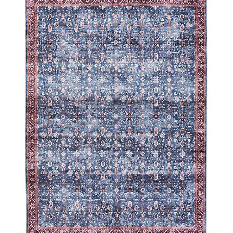 Kirklands Home and Brick Floral Washable Area Rug, 5x7 Blue Best