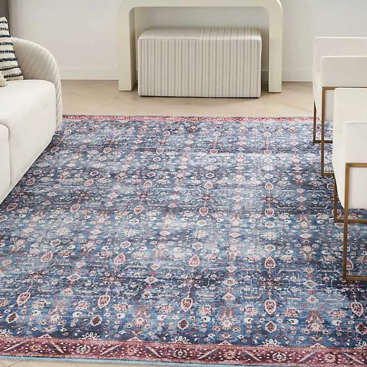 Kirklands Home and Brick Floral Washable Area Rug, 5x7 Blue Best