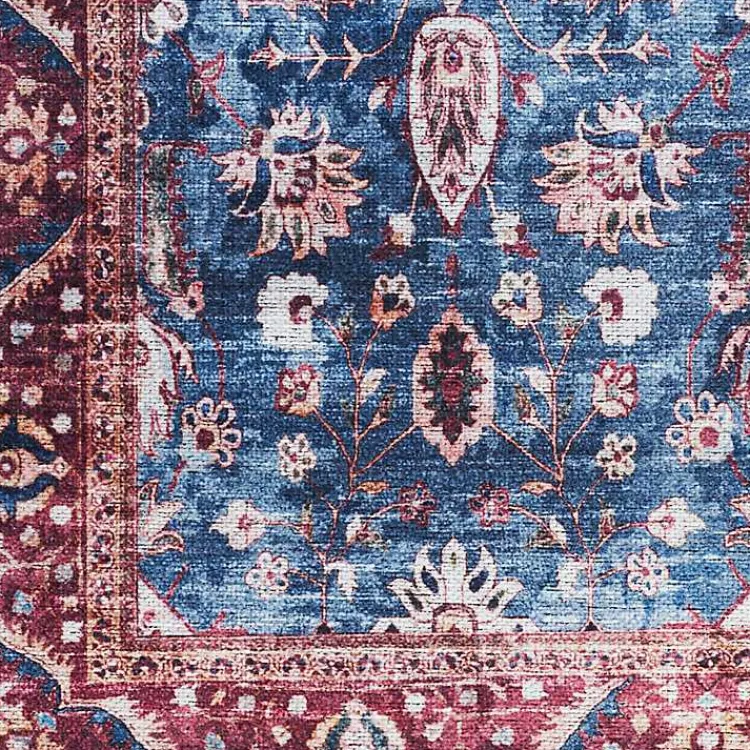 Kirklands Home and Brick Floral Washable Area Rug, 5x7 Blue Best