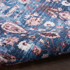 Kirklands Home and Brick Floral Washable Area Rug, 5x7 Blue Best